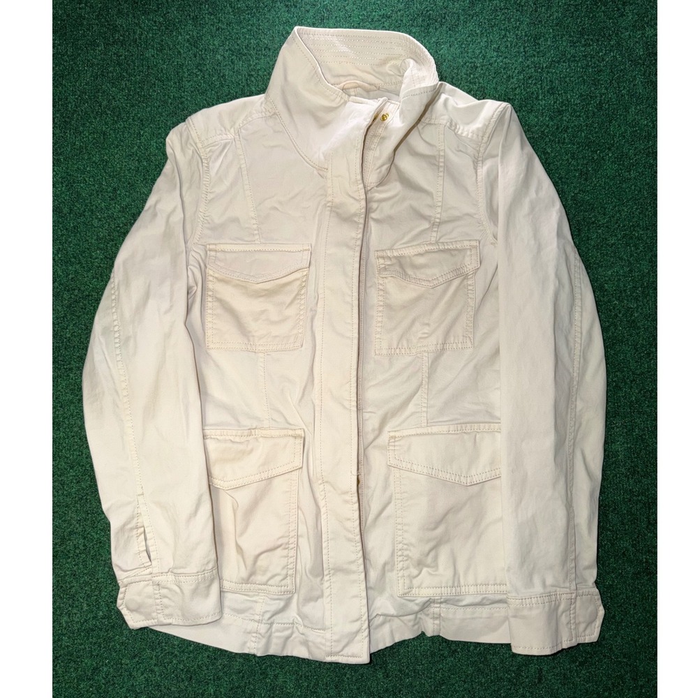 Banana Republic Womens Utility Field Jacket Cream Beige Cinched Waist Small